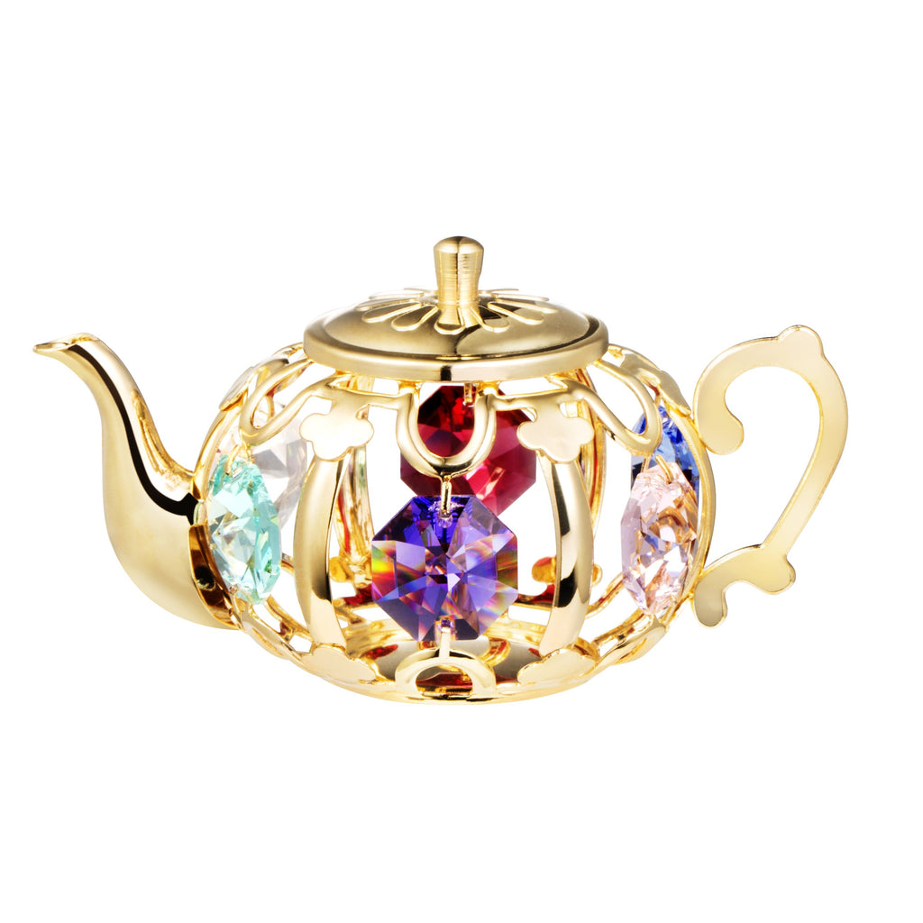 24K gold/silver plated teapot with Swarovski crystal element.