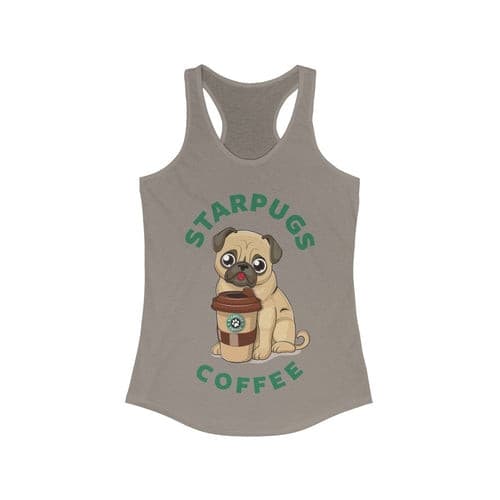 Starpugs Coffee & Pug Lover Racerback Tank Top.