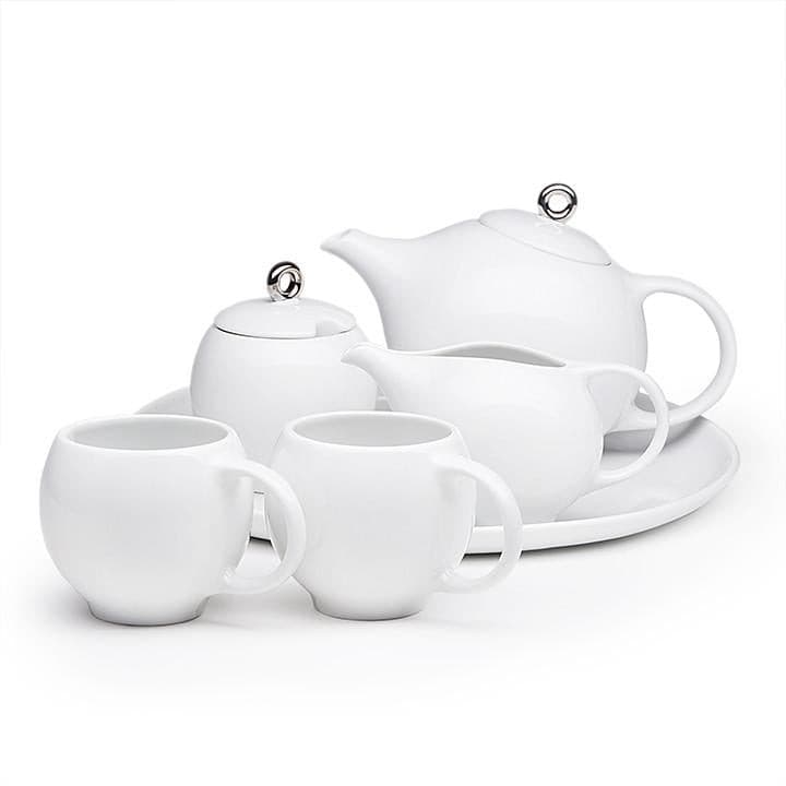 EVA 6-piece tea set - White porcelain.