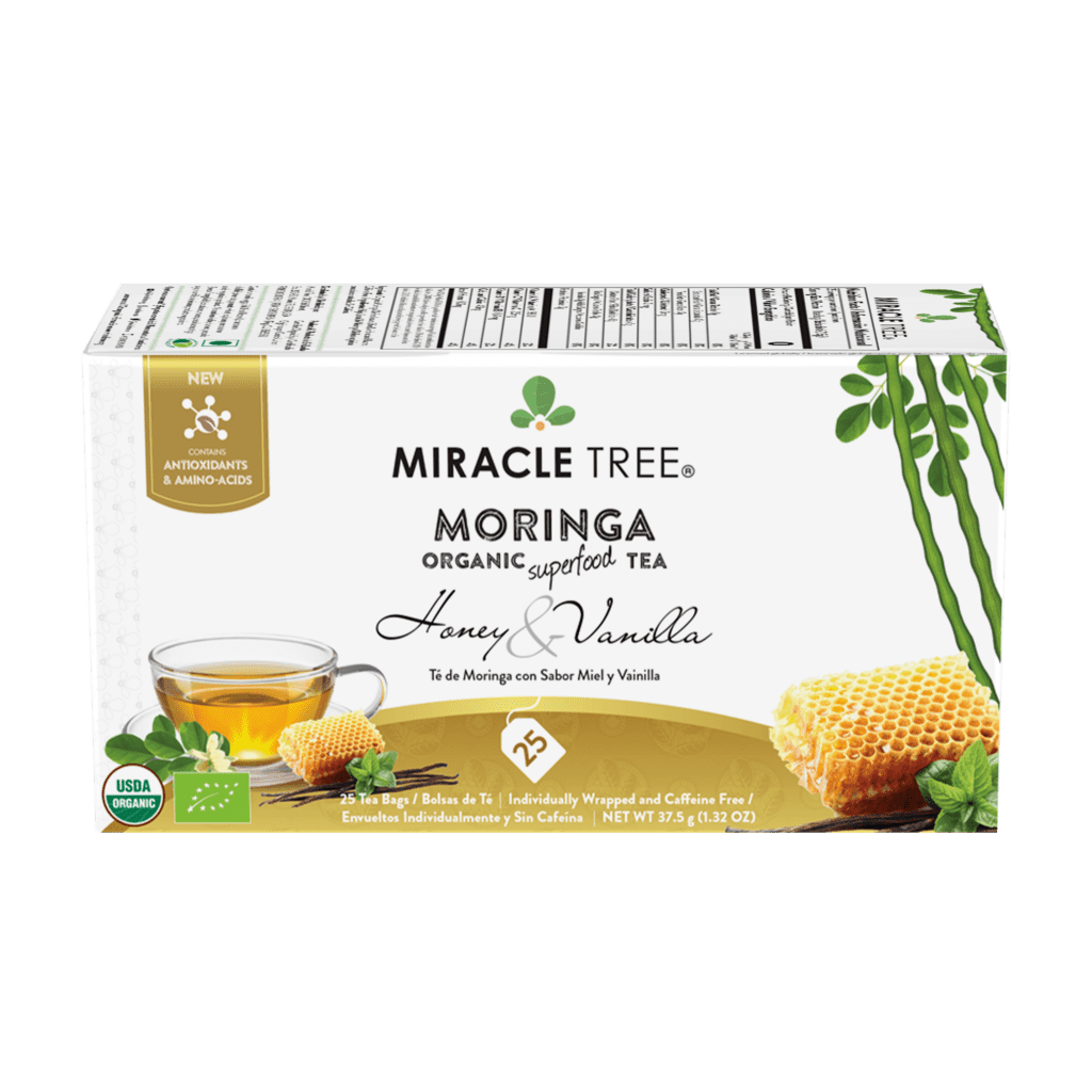 Miracle Tree Organic Moringa Tea Honey Vanilla.