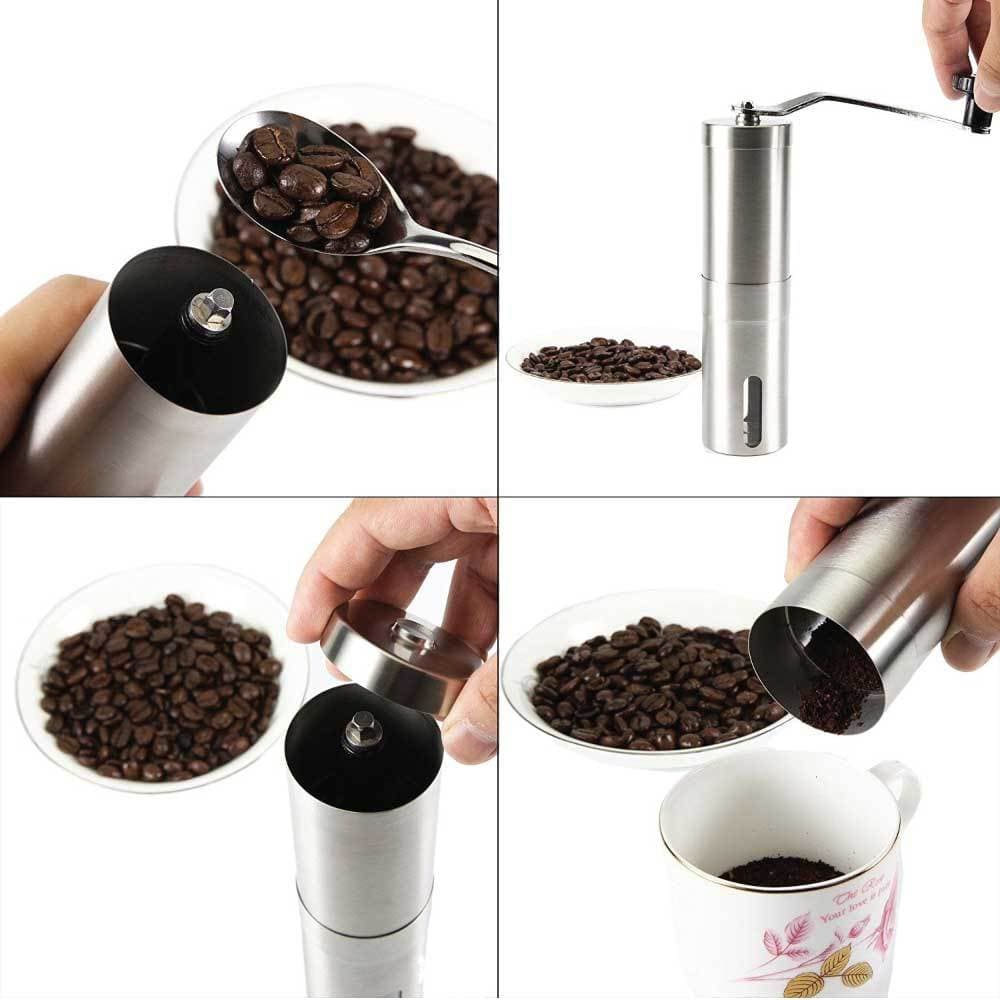Coffee Bean Grinder - Stainless Steel Ceramic Burr Manual Hand Crank.