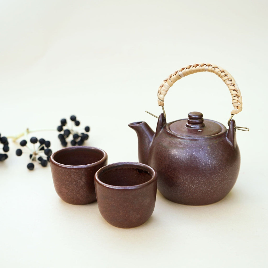 Handmade Chinese Teapot Set with 2 Cups.