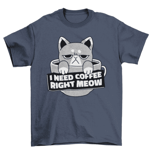Angry cat coffee drink t-shirt.