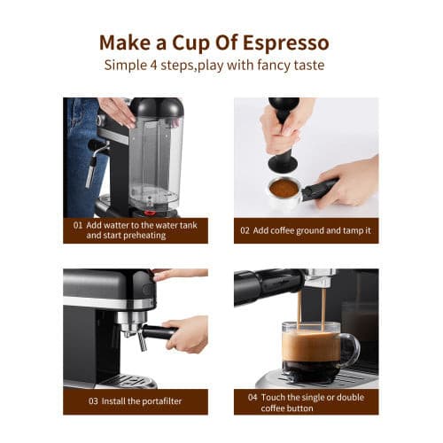 20 Bar Espresso Machine 1350W High Performance With Safety Valve.