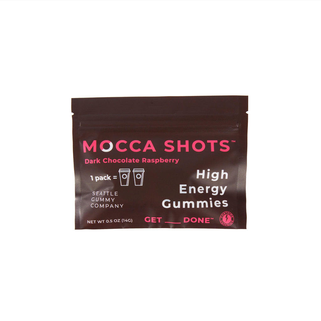 Mocca Shots Chocolate Raspberry Caffeine Gummy 12-pack 12x2 shots.