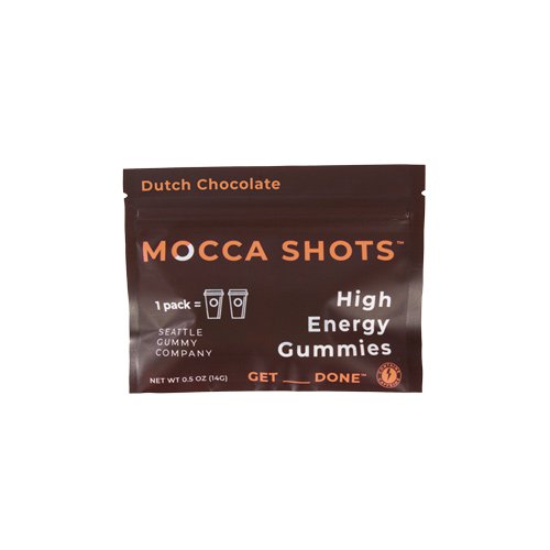 Mocca Shots Dutch Chocolate Caffeine Gummy 12-pack 12x2 shots.