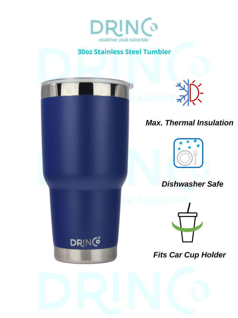 DRINCO® 30oz Insulated Tumbler Spill Proof Lid w/2 Straws (Royal Blue).