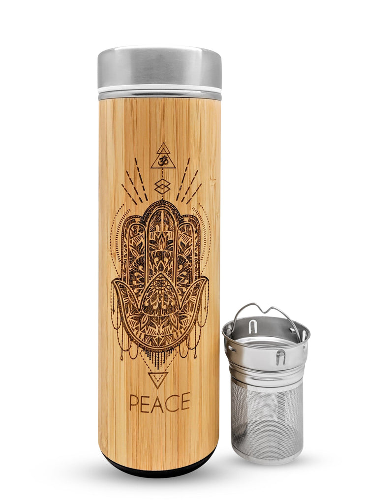 17.9oz Earthy Peace Premium Insulated Bamboo Water Bottles.