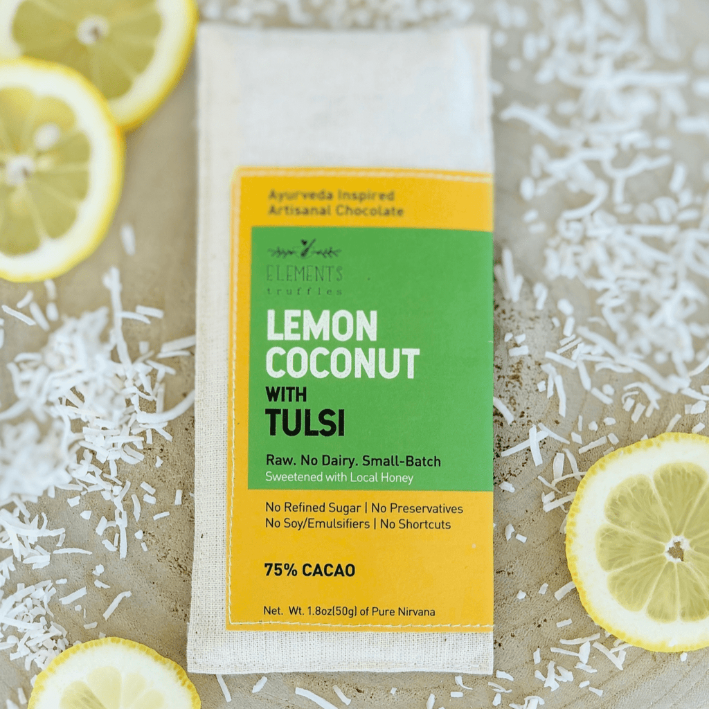 Lemon Coconut with Tulsi Chocolate Bar - Pack of 3.