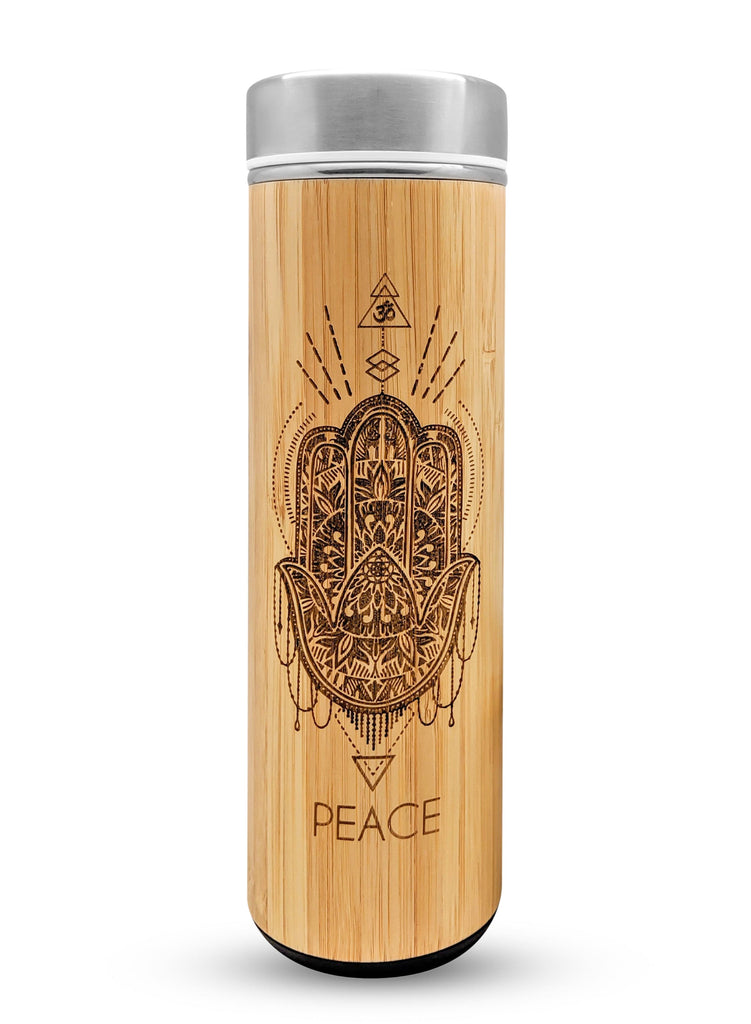 17.9oz Earthy Peace Premium Insulated Bamboo Water Bottles.