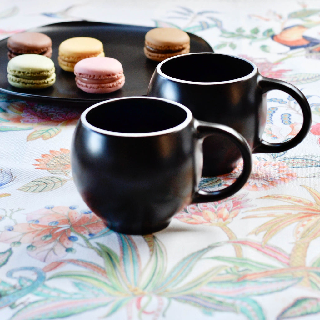 EVA teacups set of 2 - Black matte.