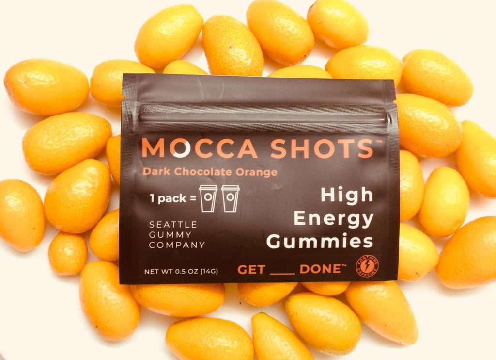 Mocca Shots Chocolate Orange Caffeine Gummy 12-pack 12x2 shots.