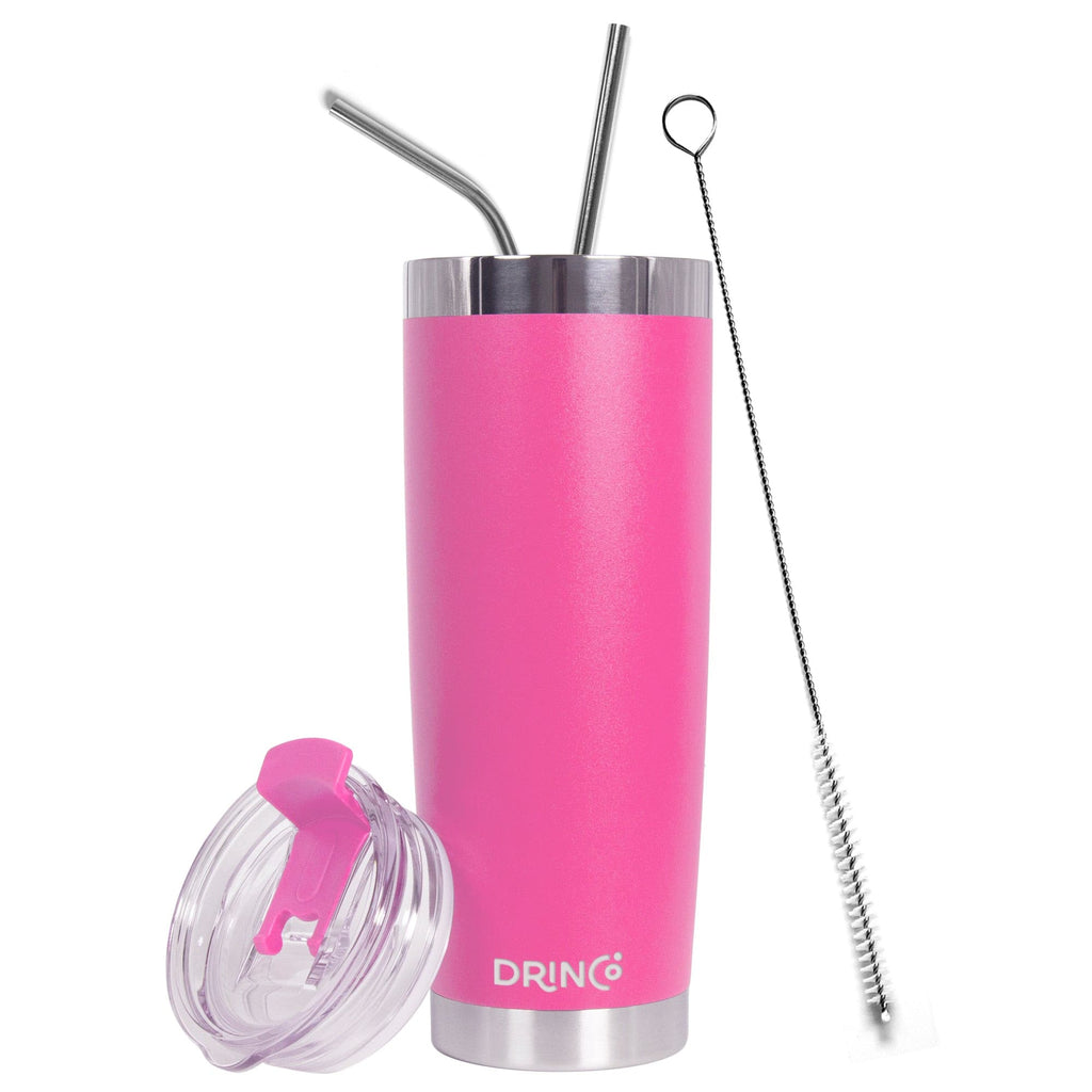 DRINCO®  20oz Insulated Tumbler Spill Proof Lid 2 Straws(Island Pink).