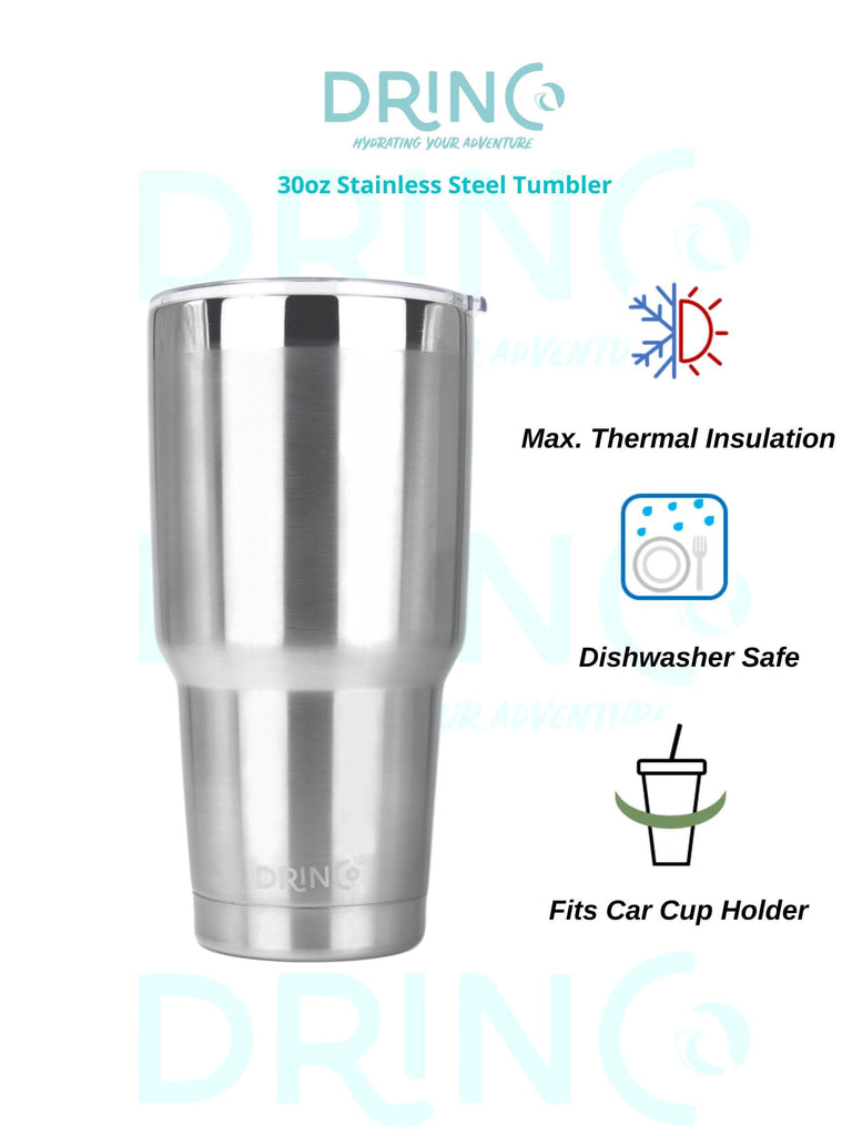 DRINCO® 30oz Insulated Tumbler Spill Proof Lid w/2 Straws (Brushed).