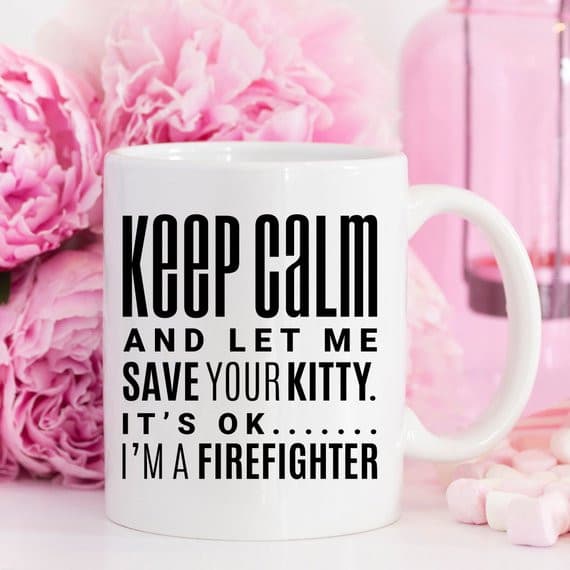 Fireman Firefighter Save The Kitty Coffee Mug,.