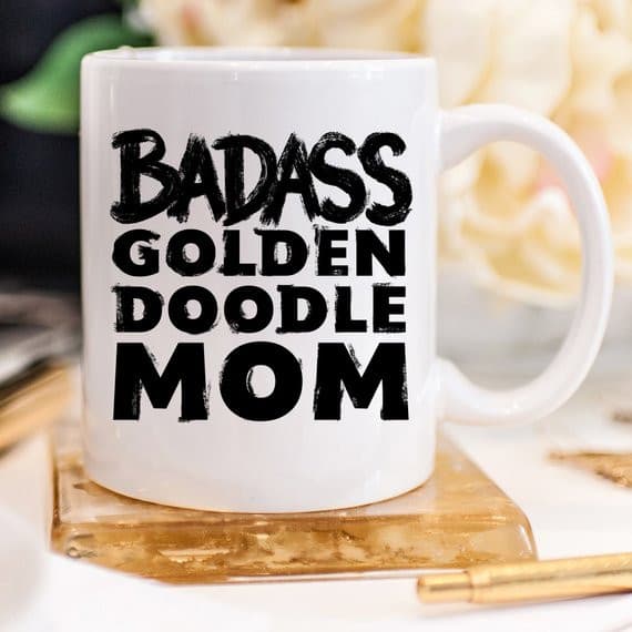 Funny Goldendoodle Mug - Badass Goldendoodle MOM -.