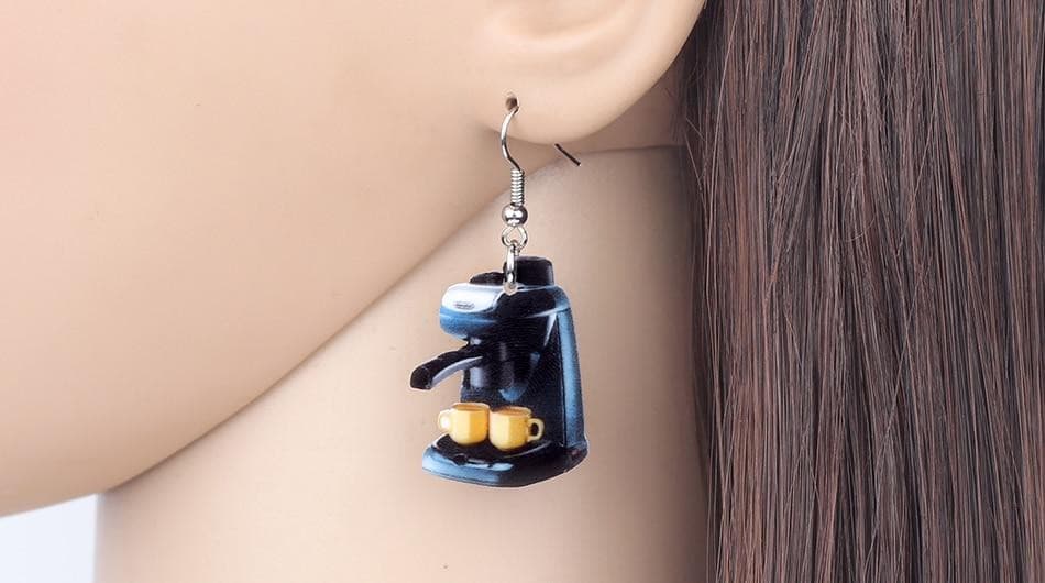 Acrylic Novelty Coffee Machine Earrings Drop Dangle Cute Fashion.
